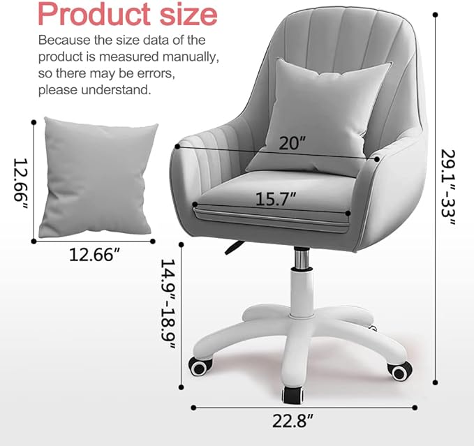 Home Office Chair Computer Chair with Mid-Back Upholstered Modern Tufted Computer Task Chair Swivel Height Adjustable Velvet Accent Chair