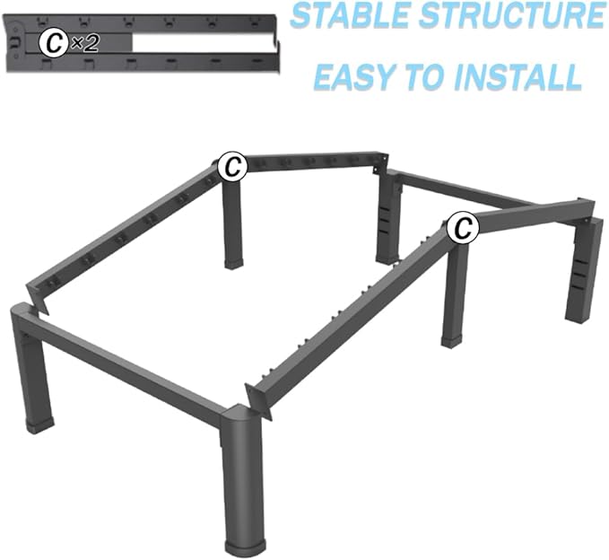 FUIOBYVV 10 Inch Twin XL Bed Frame with Rounded Corner and Headboard Hole Mattress Retainers 3500 LBS Metal Heavy Duty Steel Slats Support No Box Spring Needed Platform Noise Free Easy Assembly