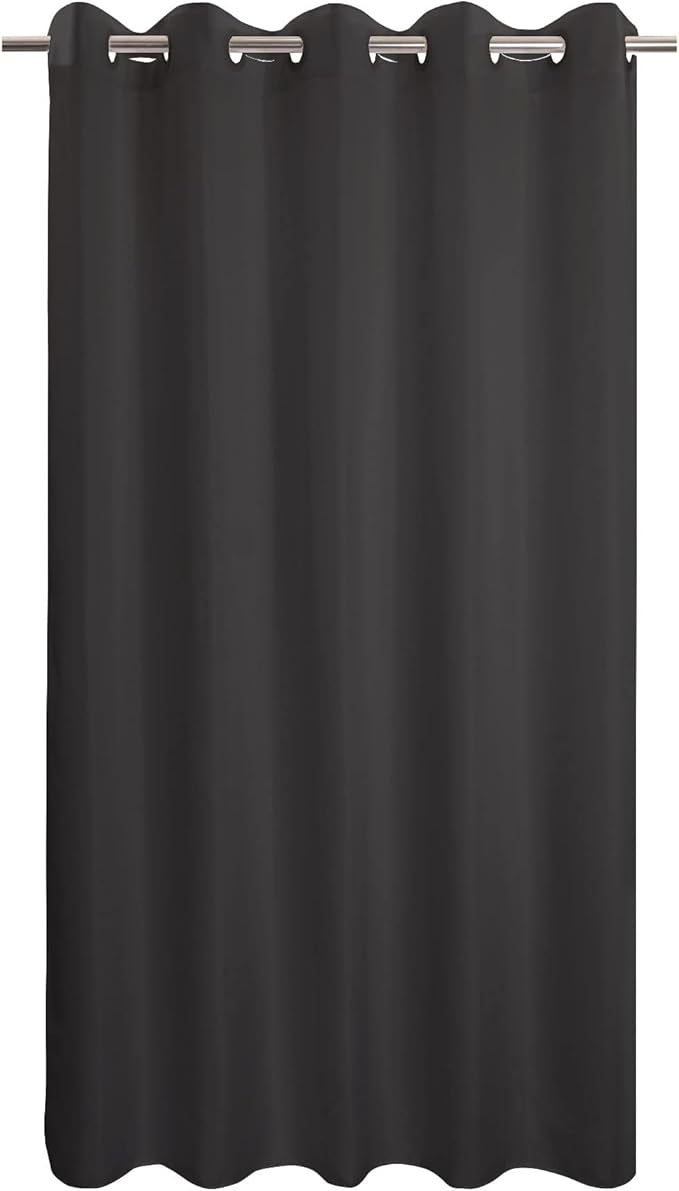 Extra Long No Hook Black Shower Curtain or Liner Soft Microfiber - 84" Length Fabric Shower Curtain Liner Set, Machine Washable & Water Repellent, Black, 71x86