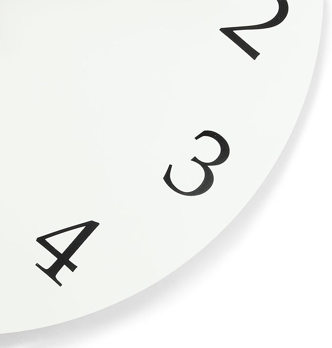 Lafocuse 12 Inch Silent White Wall Clock Battery Operated for Living Room Decor, Simple Minimalist Wooden Wall Clock for Kitchen Bedroom Office