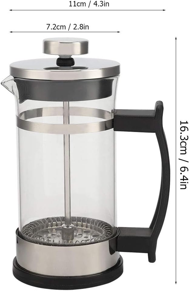 French Press Coffee Maker, 304 Stainless Steel Coffee Press, 350 ml Household Glass Coffee Pot, Tea Maker,Heat Resistant Sturdy, Easy to Clean