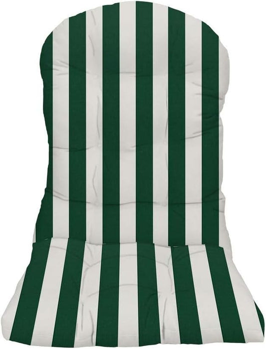RSH DECOR: Tufted Adirondack Chair Cushion | 42.5” x 21” | All-Weather Spun Fabric | Water and Fade-Resistant | Outdoor Cushion for Patio Furniture | Hunter Green & White Stripe