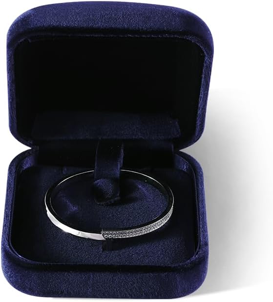 Resilient Velvet Ring Earrings Bracelet Necklace Display Box, Travel Mini Jewelry Organizer Case (Blue, Bracelet Box)