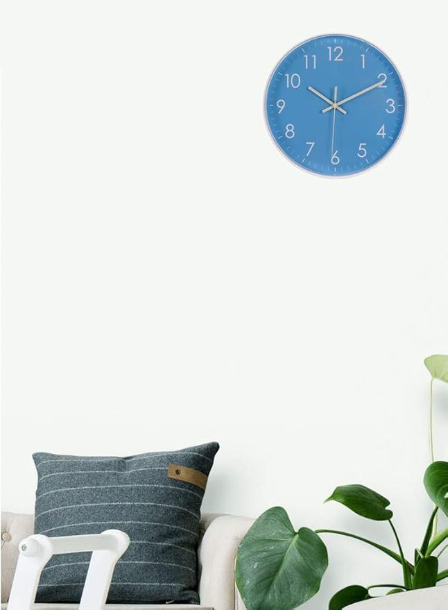 10-Inch Modern Simple Wall Clock Indoor Silent Non-Ticking Quartz Quiet Sweep Movement Battery Operated Wall Clock for Office/Kitchen/Bedroom/School Decorative
