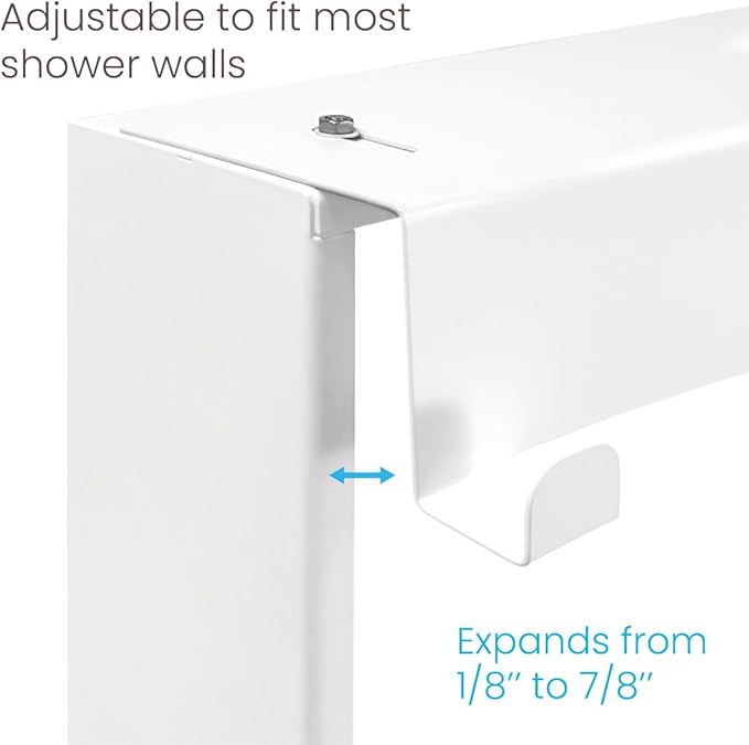 Hanging Shower Niche with Hooks and Shelf 20"x16" DIY No Drill Shower Organizer Lightweight Stainless Steel Easy Install in Matte White