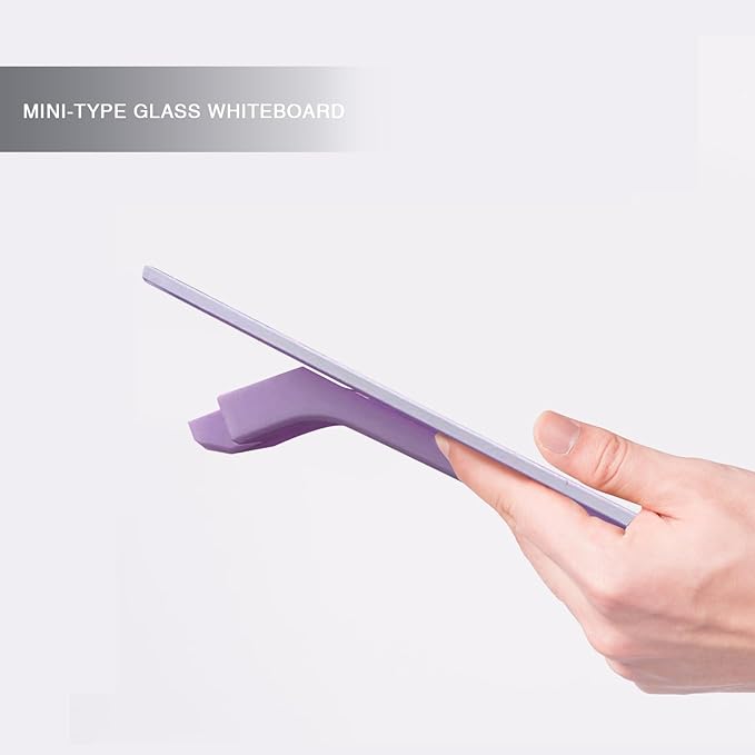 TOWON Small Glass Dry Erase Board, Desk White Board with Standing, Mini Whiteboard Easel Pad Set, Stenography Artifact for Office, Home and School Supplies, 8 x 6 Inches, Purple