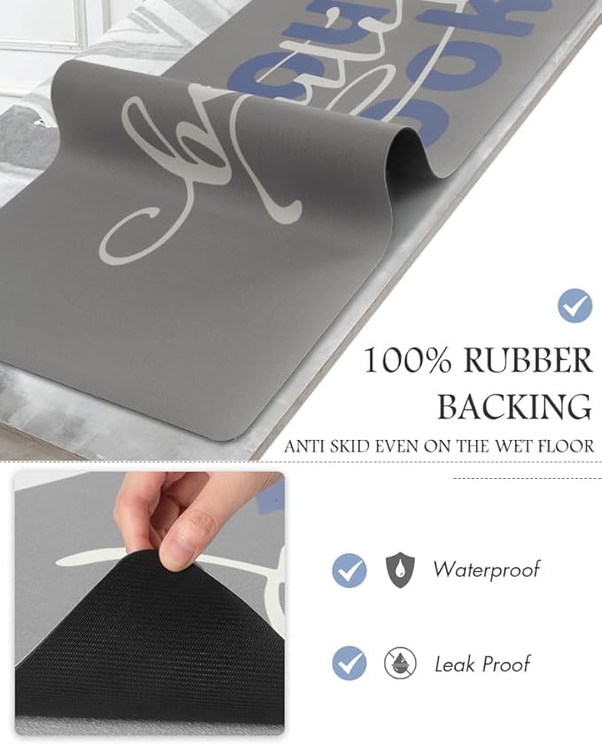 MontVoo-Bath Mat-Bathroom Mat Rug Non Slip Super Absorbent Stain Resistant Quick Dry Thin Bathroom Rug-Bath Mats for Bathroom Floor Bathtub Vanity-Bathmat Bath Rug Easy Care 17"x27" Blue-Look