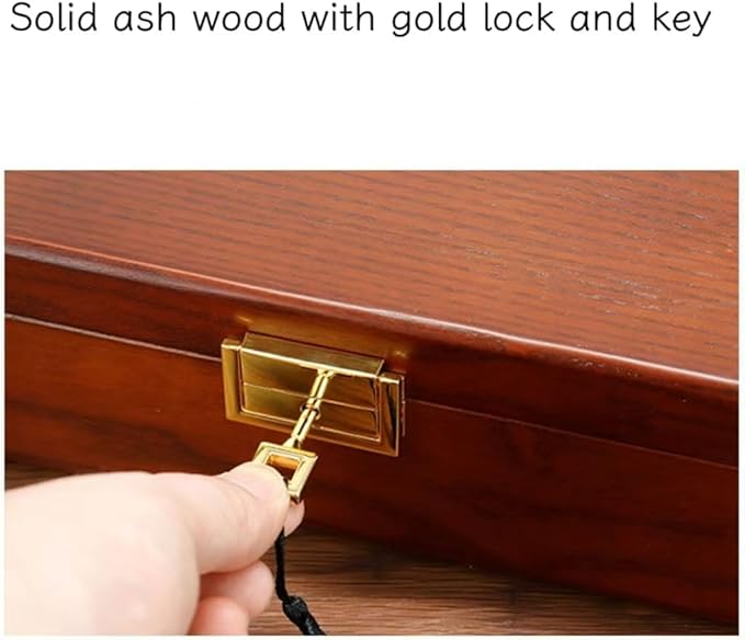 Bescott 2 Layer Solid Wooden Jewelry Box with Lock and Key for Women Men Vintage Velvet Wood Jewelry Organizer Storage for Earrings Rings Necklaces Bracelet Watch Mother’s Day Gift