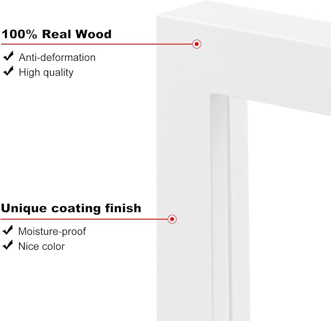 KINLINK A4 Picture Frame, White Solid Wood Frames with Acrylic Plexiglass for Pictures A5 with Mat or A4 without Mat, Tabletop and Wall Display Photo Frame 4 Pack