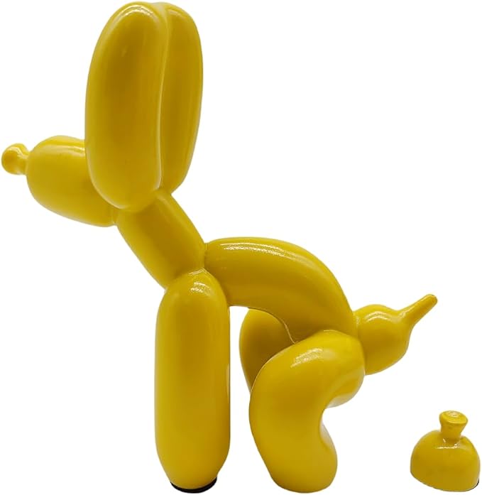 Balloon Dog Mini Poop Dog Decoration Desktop in Living Room Art Animal Small Statue，Bookshelf Decor(Yellow)