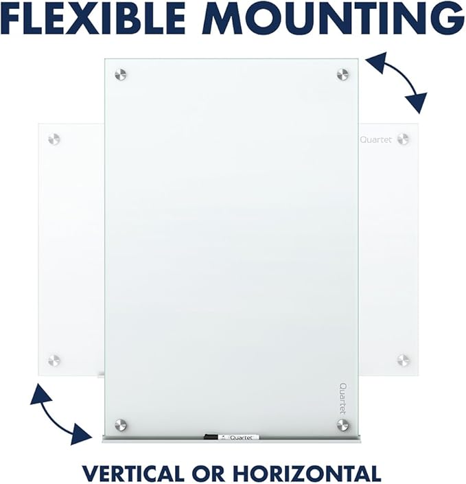 Quartet Non-Magnetic Glass Dry Erase White Board, 72"W x 48"H Whiteboard, Infinity Frameless Mounting, White Surface (G7248NMW)