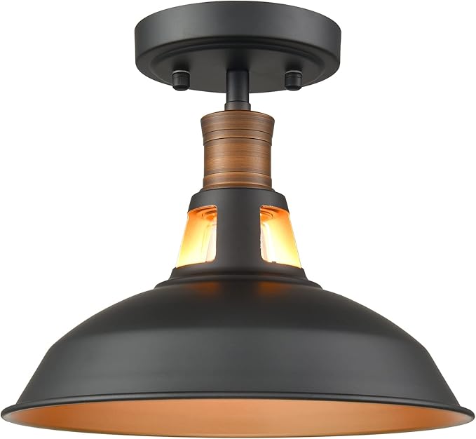 CLAXY Industrial Farmhouse Ceiling Light 1-Light Barn Ceiling Light Fixture Flush Mount for Bedroom Hallway Porch