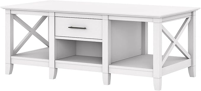 Bush Furniture Coffee Table with Storage with Aged Bronze Hardware | Key West Collection Center Counter for Living Room | 47Wx24Dx18H