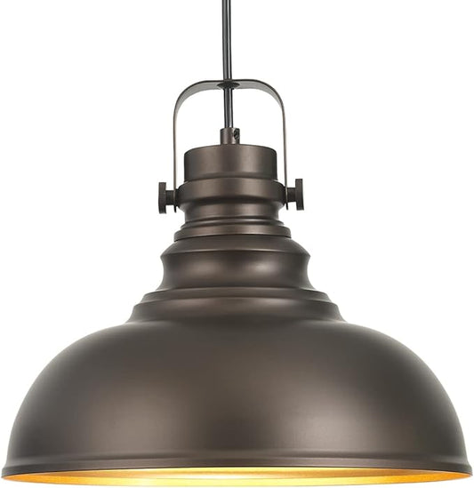 Industrial Pendant Light Fixture, Farmhouse Decor Adjustable Metal Hanging Lamp, Vintage Pendant Lighting for Kitchen Restaurant Dining Room Cafe, E26 Base Black 1 Pack
