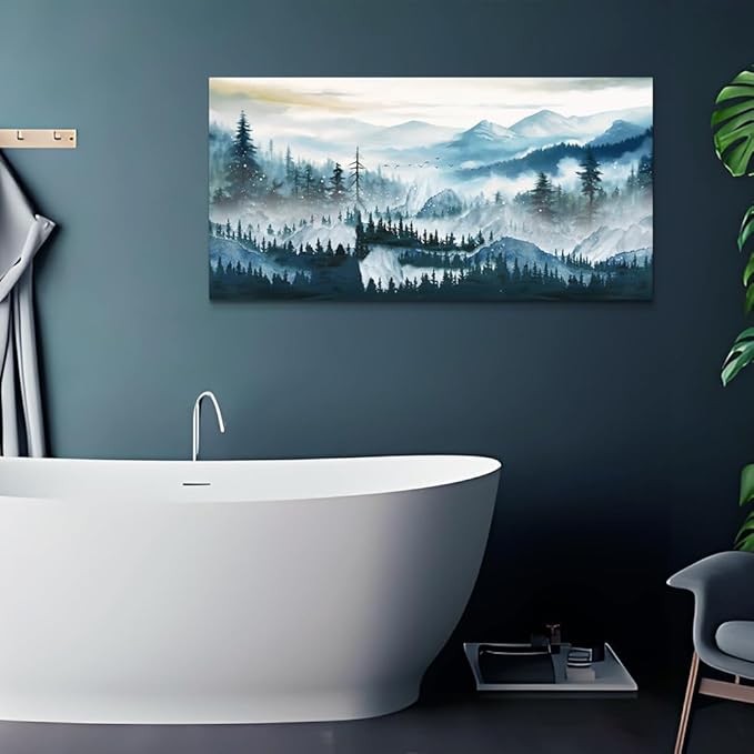 Wapluam Abstract Framed Wall Art For Living Room Large Wall Decor For Bedroom Office Inspiration Pictures Fog forest Wall Painting Canvas Art Prints Artwork Modern Ready To Hang Home Decorations