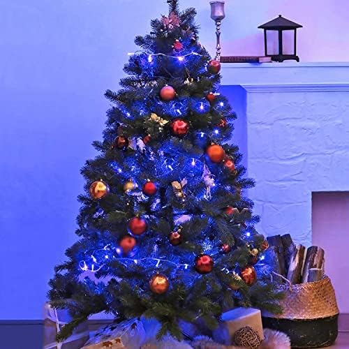 JMEXSUSS 250 LED Blue String Lights Indoor, 91.5ft Connectable Christmas Lights Outdoor Waterproof, 8 Modes Blue Christmas String Light for Party Garden Tree Halloween Decoration