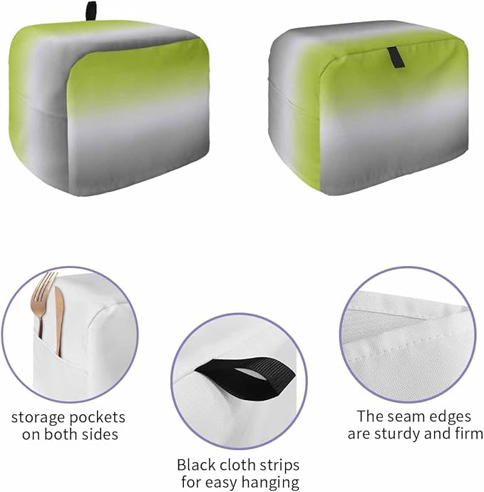 Toaster Cover 2 Slice Ombre Green Toaster Oven Cover with Pockets Green Grey Dustproof Bakeware Protector Small Kitchen Appliance Dust Covers and Fingerprint Protection for Women