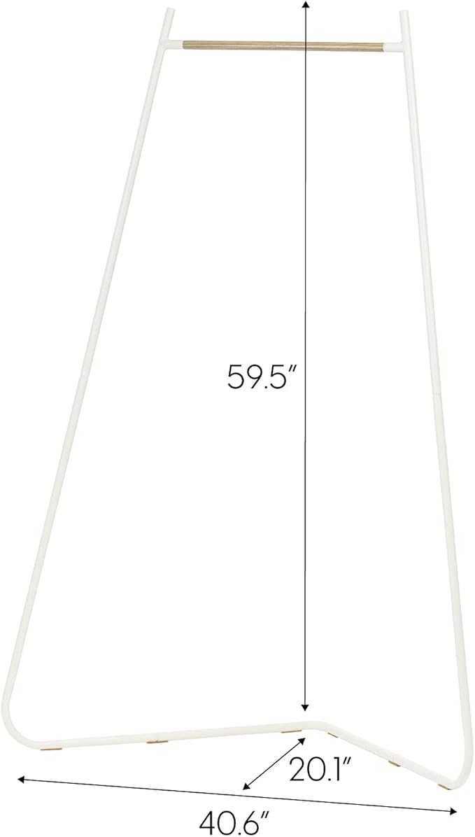IRIS USA Stylish Corner Clothes Rack for Hanging Clothes, Easy to Assemble, Freestanding Metal Sturdy Garment Rack, Small Space Storage Solution, Modern Versatile Design, Boutique Style, White