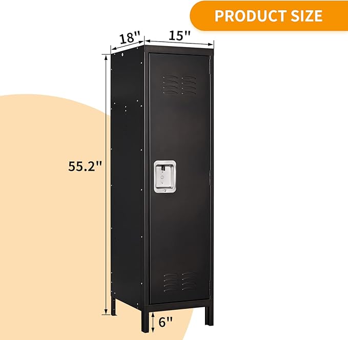 STANI Metal Locker, Metal Cabinet for Home Office, Storage Locker with Doors and Shelves, Lockable File Organizer Coat for Gym, School, Office