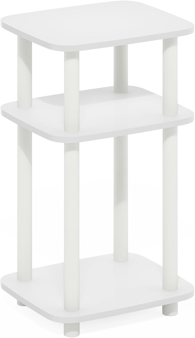 Furinno Just 3-Tier Turn-N-Tube Curve End Table, Side Table, 1-Pack, White/White
