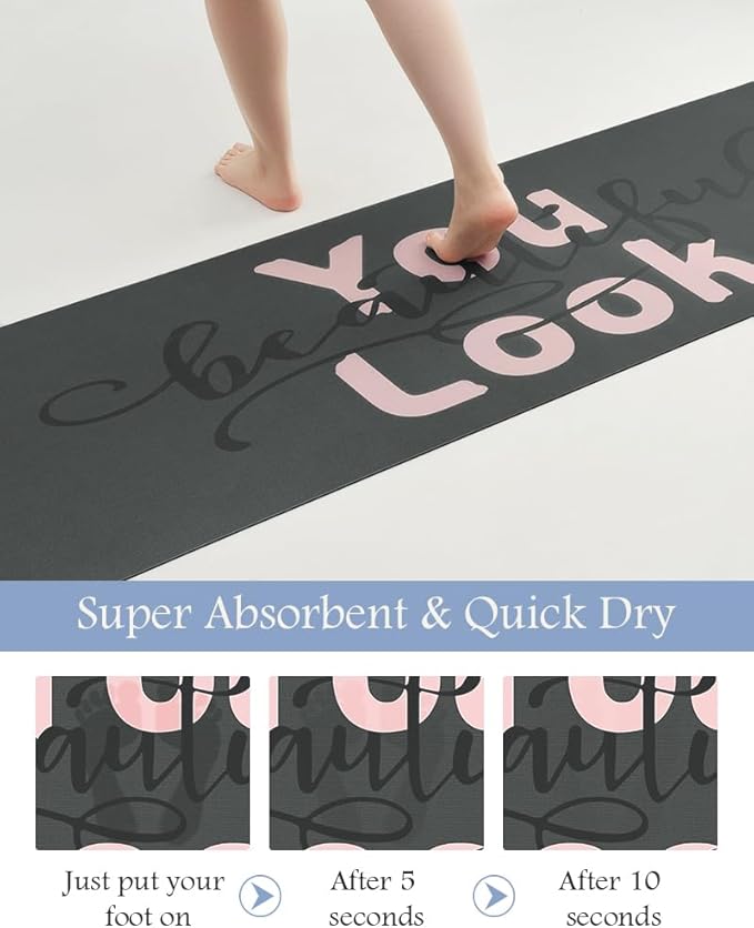 MontVoo-Bath Mat Rug Long Non Slip Super Absorbent Bathroom Runner Stain Resistant Quick Dry Thin Bathroom Mat Fit Under Door-24"x70",Pink