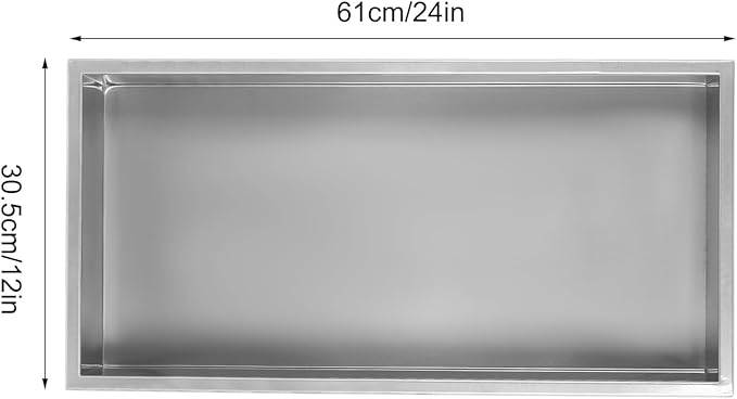 Stainless Steel Shower Niche, 12x24 Inch Recessed Shower Shelf, Wall Seamless Design with Angled Edges for Modern Bathroom Storage