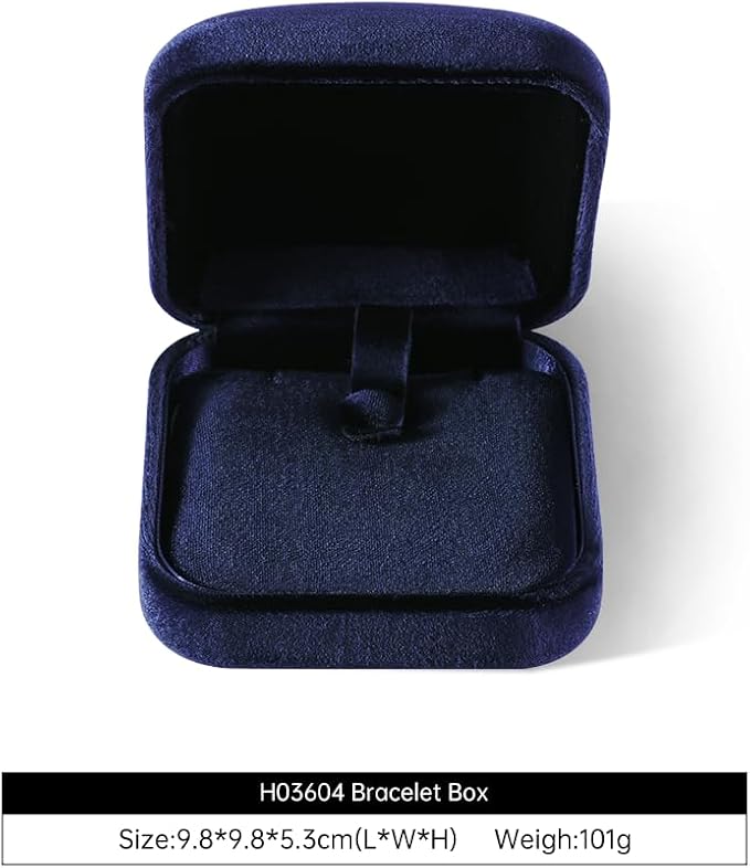 Resilient Velvet Ring Earrings Bracelet Necklace Display Box, Travel Mini Jewelry Organizer Case (Blue, Bracelet Box)