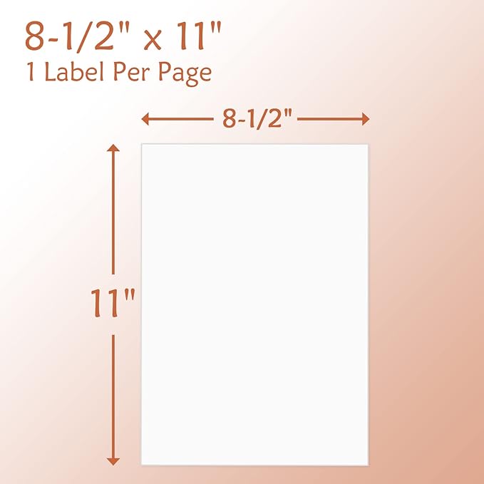 9527 Product Full Sheet Shipping Labels, 8-1/2" x 11" Blank White Sticker Paper, Self Adhesive Address Labels for Laser/Inkjet Printers, 500 Labels