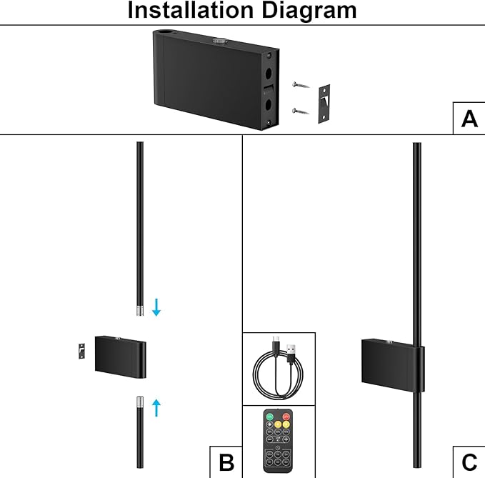2 Pack Battery Powered Wall Sconces 6000mAh Rechargeable Dimmable LED Wall Lights for Living Room, Hallway, Bedroom, 23.6in Living Room Dressers, 23.62 in