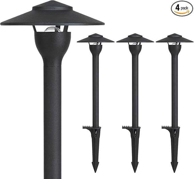 Low Voltage Pathway Lights LED Landscape Lights, 4.5W 12V AC/DC, 3000K Warm White, Cast-Aluminum, IP65 Waterproof, ETL Listed, for Yard, Walkway, Garden, 4 Pack