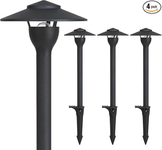 Low Voltage Pathway Lights LED Landscape Lights, 4.5W 12V AC/DC, 3000K Warm White, Cast-Aluminum, IP65 Waterproof, ETL Listed, for Yard, Walkway, Garden, 4 Pack