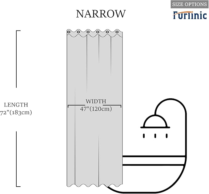 FurlinicNo Hook Fabric Shower Curtain,Small Stall Shower Curtain Liner,Bathroom Curtains with 6 Plastic Split Grommets,Waterproof & Machine Washable,Teal Blue,Half Narrow 48x72 Inch.