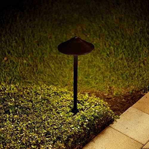 VOLT Max Spread 12V Black Brass Path Light (25" Tall, 9" Shade) with 3W 2700K Warm White G4 LED Bulb for Low Voltage Landscape Lighting on Outdoor Pathway, Walkway, Garden, Driveway or Patio