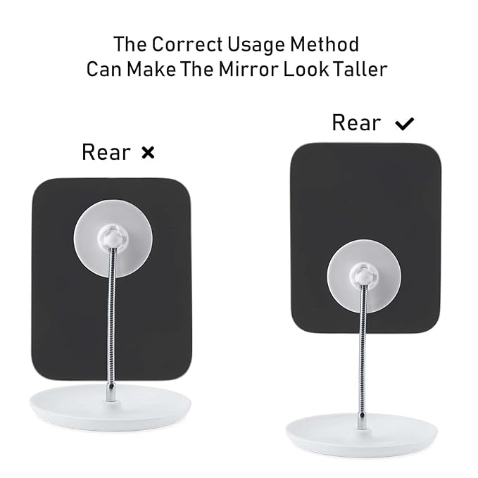 LFOYOU Table Vanity Mirror with Stand - Makeup Mirror for Desk - Adjustable Flexible Gooseneck, 360°Rotation Folding Portable Bathroom Shaving Cosmetic Mirror Square