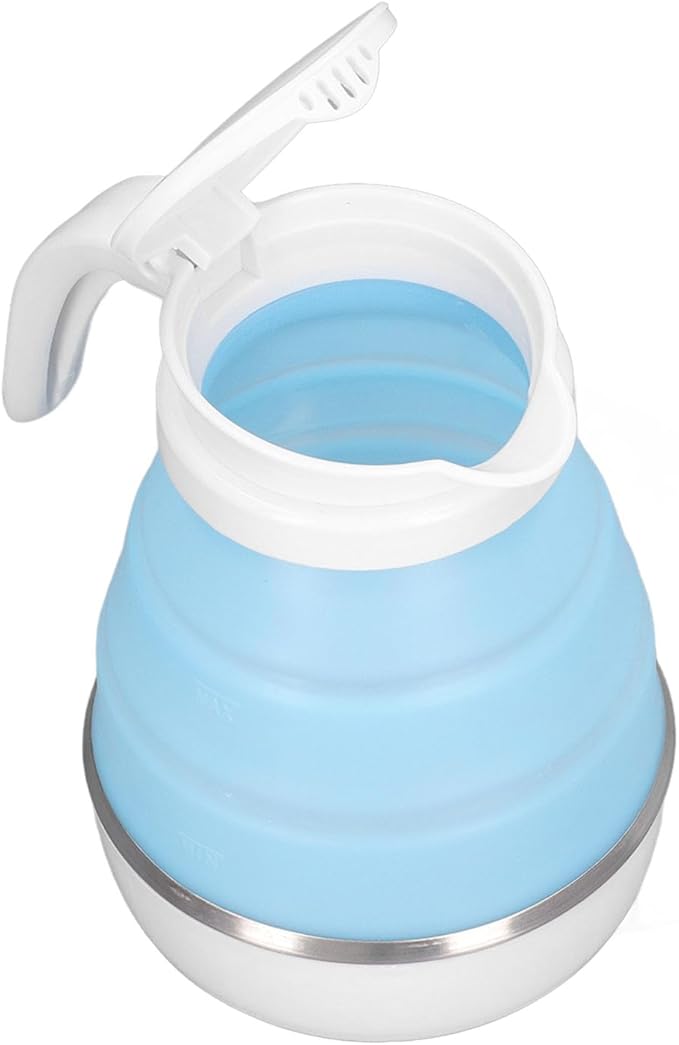Folding Electric Kettle, US Plug 110V 400W Collapsible Hot Water Kettle with Detachable Power Cord for Desktop (Blue)