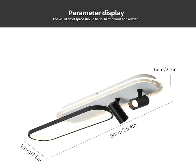 Tioolo Modern Ceiling Lamp, 45W Dimmable Ceiling Light with Remote, LED Linear Light Fixture, Acrylic Flush Mount Chandelier for Kitchen Dining Room Bedroom Corridor