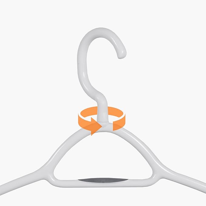 Neatfreak Set of 12 Deluxe Non Slip Clothes Hangers - Space Saving Design for Jackets, Pants, Shirts, 360 Degree Swivel Neck, Soft Grip Bars, Produced in North America