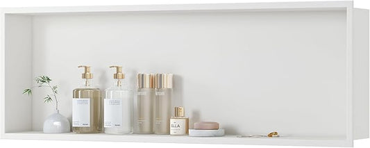 Stainless Steel Shower Niche 36" X 12", No Tile Needed Wall Niche, Recessed Shower Shelf for Bathroom Storage, Matte White