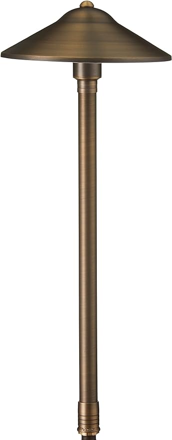 VOLT 15-Pack 12V Cast Brass Max Spread Path Lights (9" Shade, 25" Tall) with 3W 2700K Warm White G4 LED Bulbs for Low Voltage Landscape Lighting on Outdoor Pathway, Walkway, Garden, Driveway or Patio