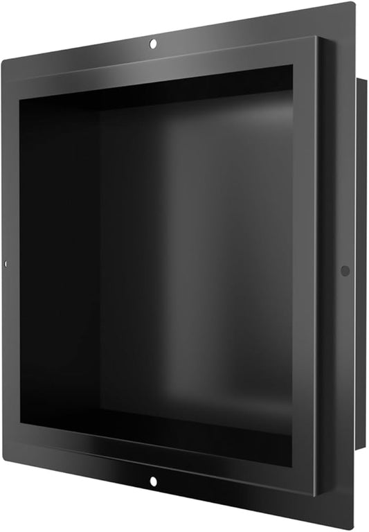 CKB Shower Niche Stainless Steel, 12 Inch x 12 Inch x 4 Inch Depth, Recessed Shower Shelf with Matte Black