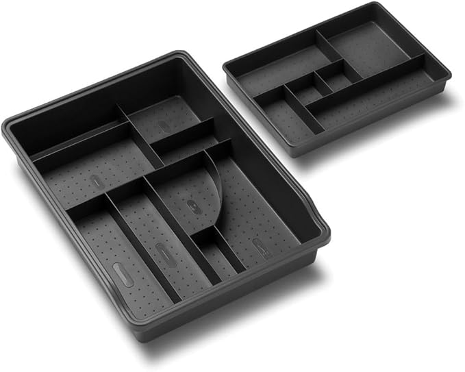 Madesmart 23-Compartment Original Junk Drawer Organizer Tray, Plastic Multipurpose Storage Bin for Drawers, Granite