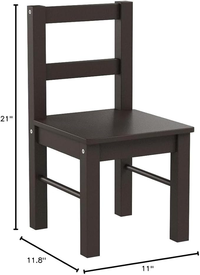 UTEX Child's Wooden Chair Pair for Play or Activity, Set of 2, Espresso …