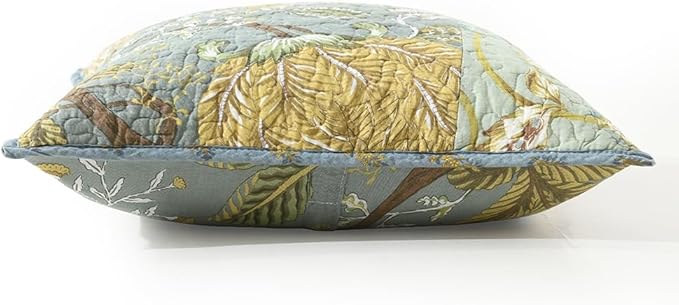 NEWLAKE Green Bohemian Floral Style Cotton Throw Pillow Covers (2 Pieces, 18X18 Inch)