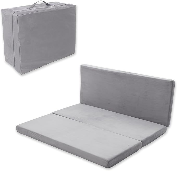 SINWEEK 4" Queen Folding Mattress with Storage Bag - Foldable Trifold Floor Bed Topper, CertiPUR-US Certified Guest Sleeping Pad, Machine Washable Cover & Waterproof Inner Lining