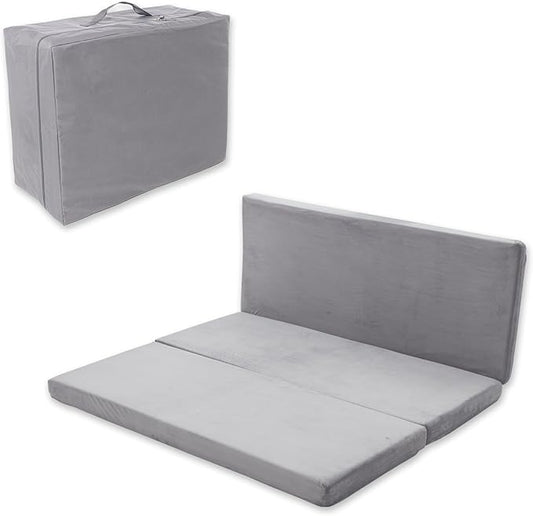 SINWEEK 4" Queen Folding Mattress with Storage Bag - Foldable Trifold Floor Bed Topper, CertiPUR-US Certified Guest Sleeping Pad, Machine Washable Cover & Waterproof Inner Lining