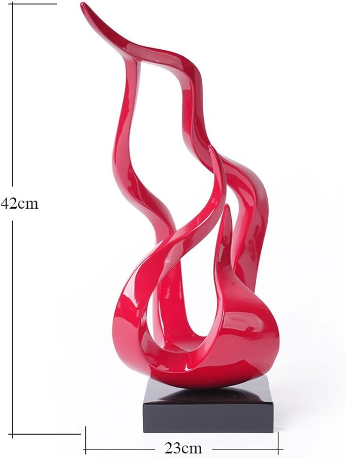 Abstract Sculpture Decor Modern Arts Flame Figurine Table Centerpiece Statue Polyresin Red 16.5 inch
