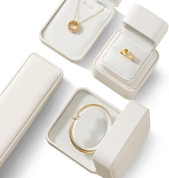 Necklace Box, Leather Bracelet Gift Box,Premium Small Gift Boxes,Luxury Jewelry Box For Chains (White)