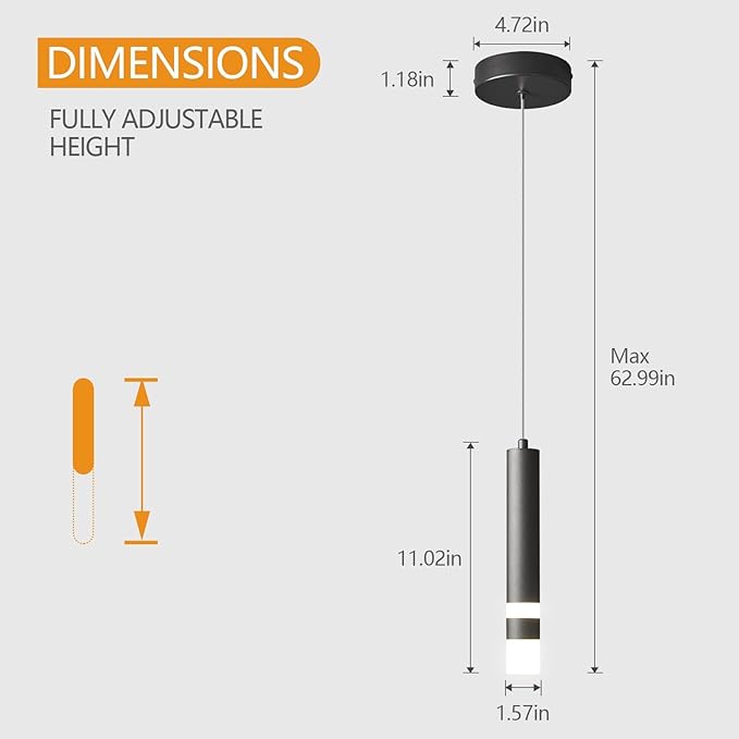 Modern Pendant Light Kitchen Fixture Dimmable LED Black Mini Pendant Lighting fo Kitchen Island Bedroom Bedside Table Small Pendant Lights (3-Pack)