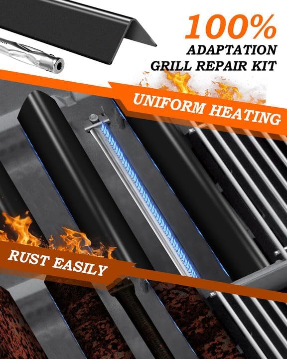 15.3" Flavorizer Bars and Grill Burner for Weber Spirit & Spirit 2 Grills Parts Spirit 210 215 220, Spirit II 210 Grill Parts with Front Control, Grill Replacement Parts for Weber 7635 69785