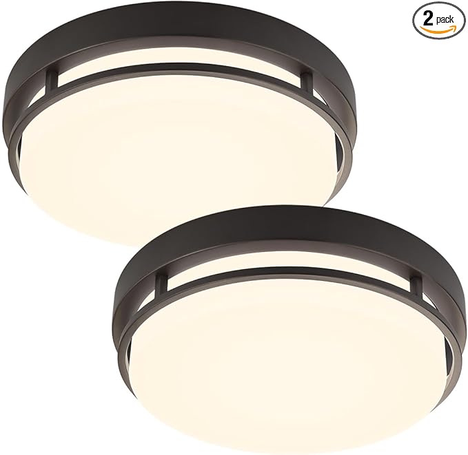 2Pack LED Flush Mount Ceiling Light Fixture 13" 20W, 3000/4000/5000K Color Adjustable, Dimmable Ceiling Lamp for Kitchen, Hallway, Stairwell, Oil Rubbed Bronze, ETL